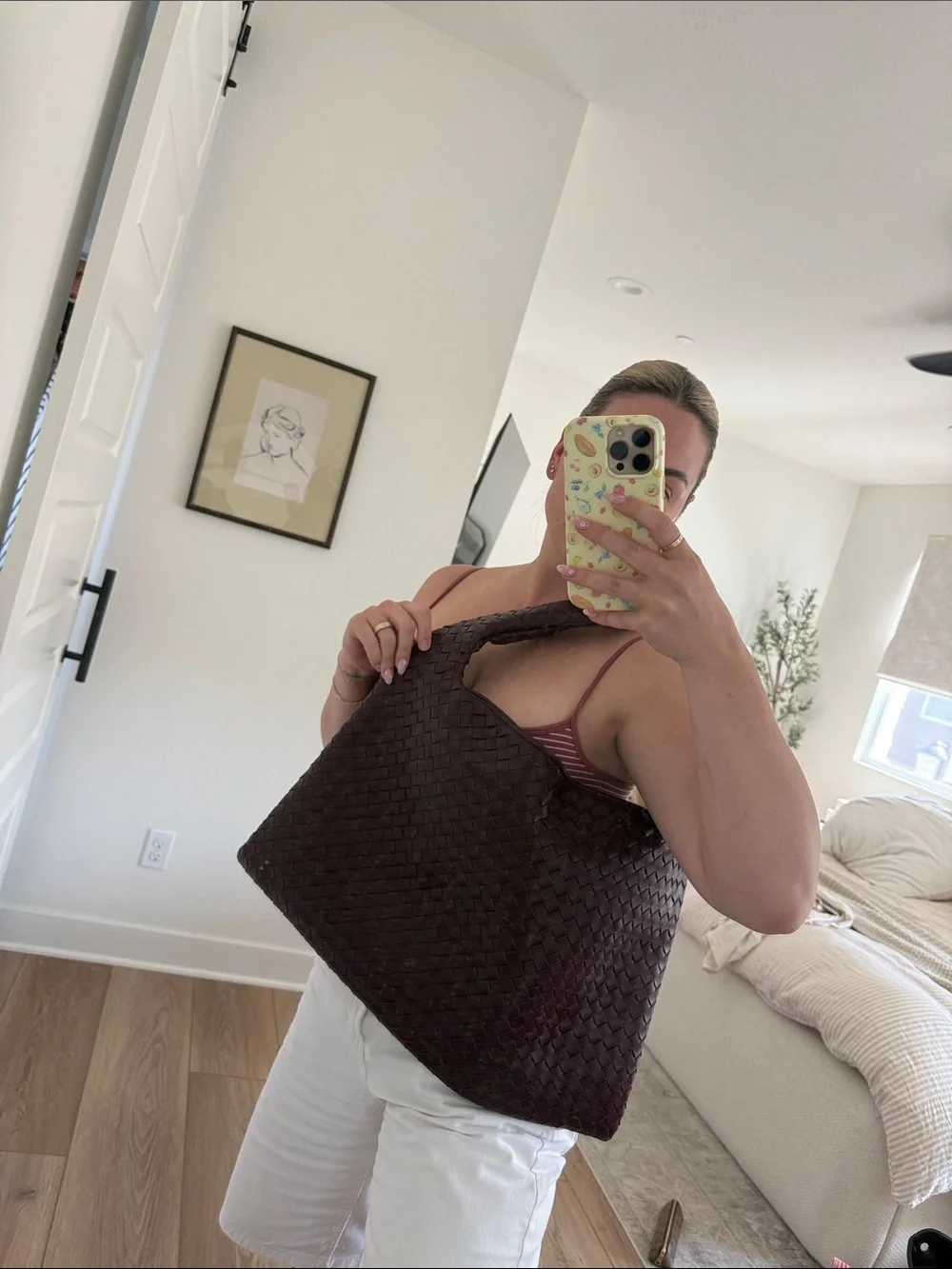 Anthropologie Woven Shoulder Bag in Burgundy